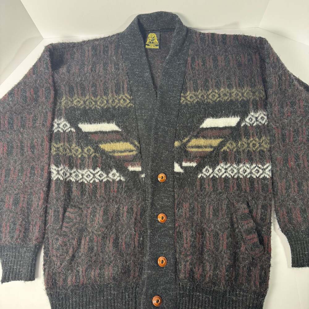 Vintage 90s Tejidos Ruminahui Wool Patchwork Cardigan Sweater